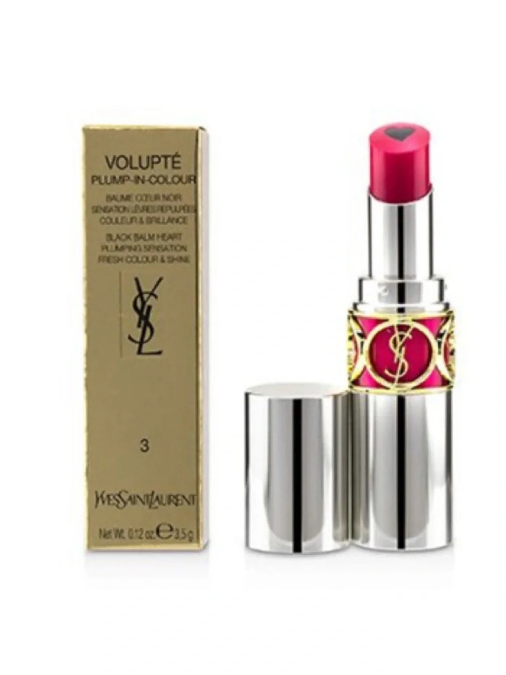 BNIB Yves Saint Laurent Volupte Plump-in-Color Plumping Lip Balm~Insane Pink (3)